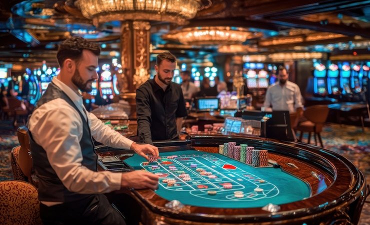 Live American Roulette table on bts88 with dealer and wheel visible